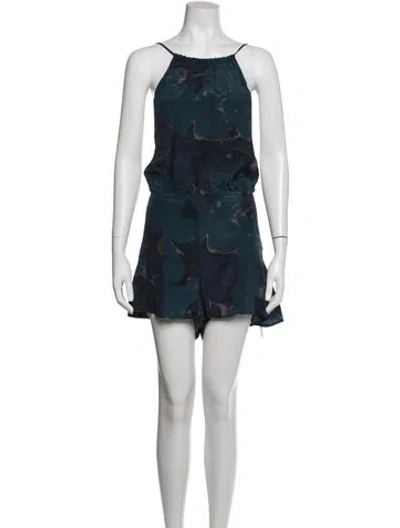 Pre-owned Stone Cold Fox Silk Printed Romper In Blue