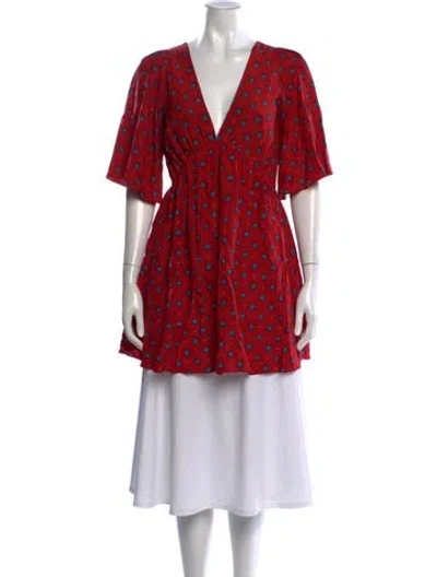 Pre-owned Stone Cold Fox Silk Printed Top In Red