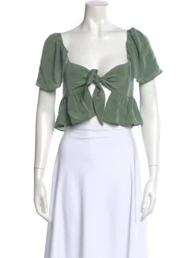 Pre-owned Stone Cold Fox Silk Square Neckline Crop Top In Green