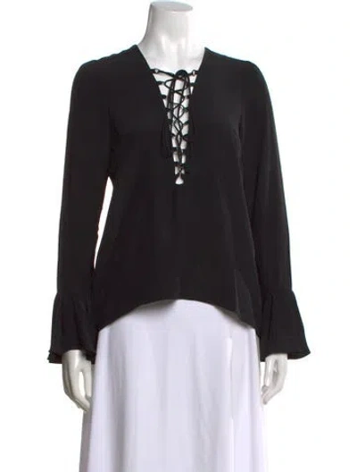 Pre-owned Stone Cold Fox Silk Tie Neck Blouse In Black