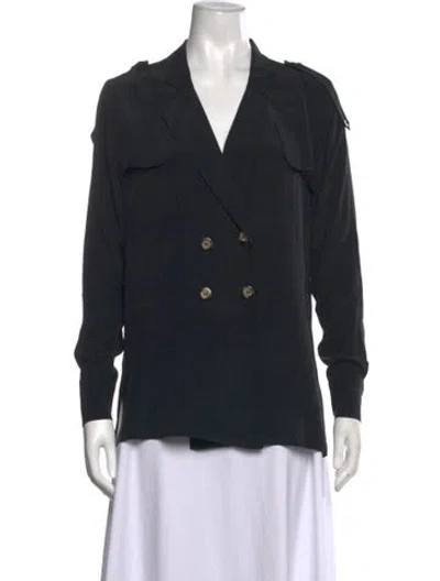 Pre-owned Stone Cold Fox Silk V-neck Blouse In Black