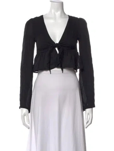 Pre-owned Stone Cold Fox Silk V-neck Crop Top In Black