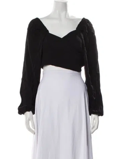 Pre-owned Stone Cold Fox Silk V-neck Crop Top In Blue