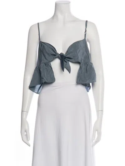 Pre-owned Stone Cold Fox Silk V-neck Crop Top In White