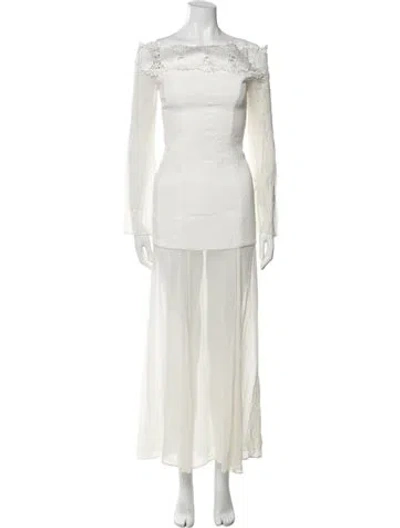 Pre-owned Stone Cold Fox Square Neckline Long Dress In White