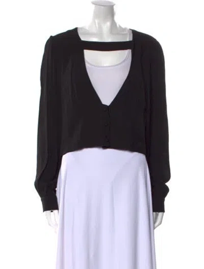 Pre-owned Stone Cold Fox Square Neckline Long Sleeve Crop Top In Black