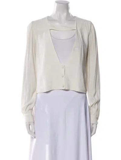 Pre-owned Stone Cold Fox Square Neckline Long Sleeve Crop Top In Neutral