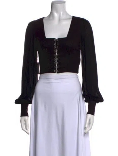 Pre-owned Stone Cold Fox Square Neckline Long Sleeve Crop Top W/ Tags In Black