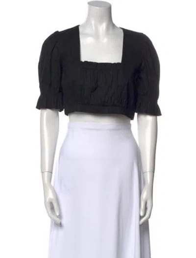 Pre-owned Stone Cold Fox Square Neckline Short Sleeve Crop Top In Black