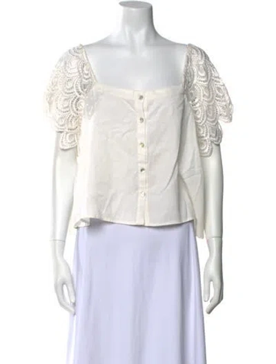 Pre-owned Stone Cold Fox Square Neckline Short Sleeve Crop Top In Neutral