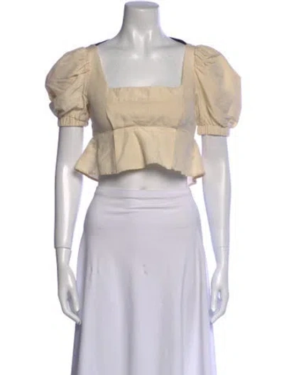 Pre-owned Stone Cold Fox Square Neckline Short Sleeve Crop Top In Neutral