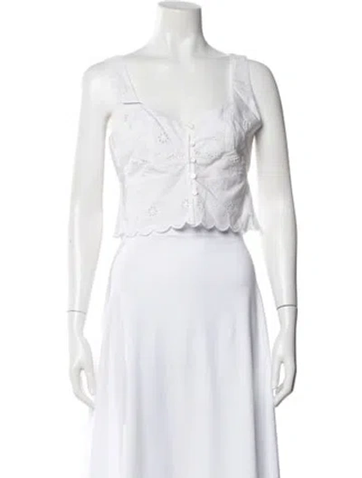 Pre-owned Stone Cold Fox Square Neckline Sleeveless Crop Top In White