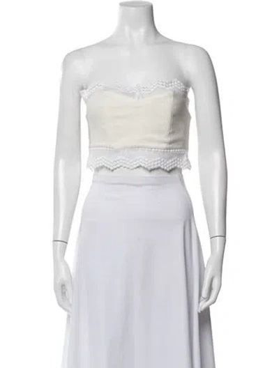 Pre-owned Stone Cold Fox Strapless Crop Top In White