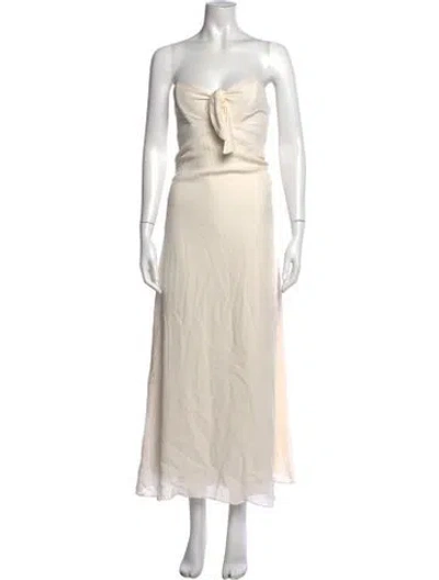 Pre-owned Stone Cold Fox Strapless Midi Length Dress In Neutrals