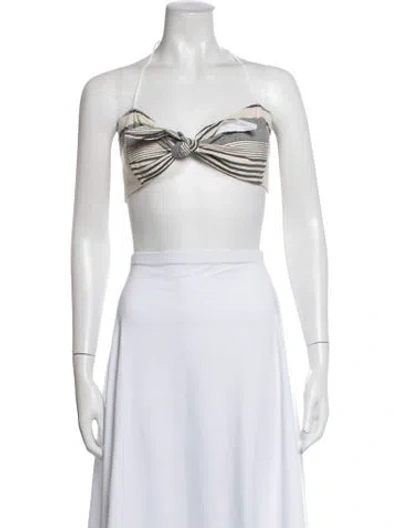 Pre-owned Stone Cold Fox Striped Halterneck Crop Top In Neutrals
