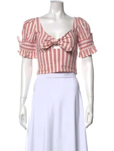 Pre-owned Stone Cold Fox Striped V-neck Crop Top