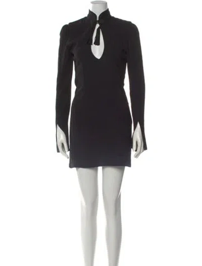 Pre-owned Stone Cold Fox Tie Neck Mini Dress In Black