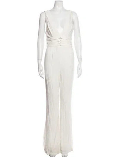 Pre-owned Stone Cold Fox V-neck Jumpsuit In White