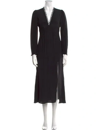 Pre-owned Stone Cold Fox V-neck Long Dress In Black