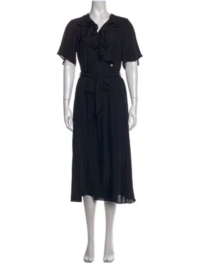 Pre-owned Stone Cold Fox V-neck Long Dress In Black
