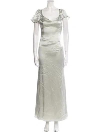 Pre-owned Stone Cold Fox V-neck Long Dress In Green