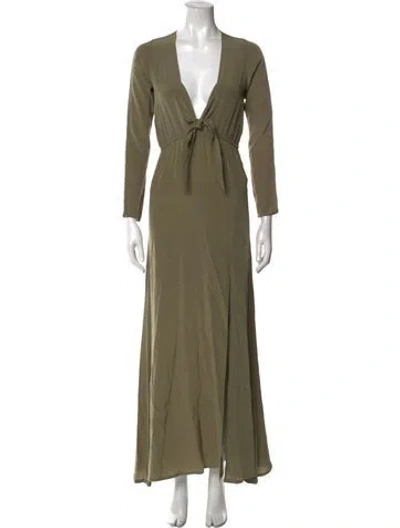 Pre-owned Stone Cold Fox V-neck Long Dress In Green