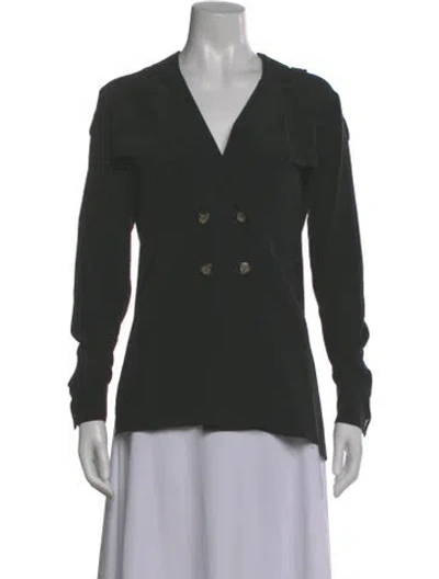 Pre-owned Stone Cold Fox V-neck Long Sleeve Blouse In Gray