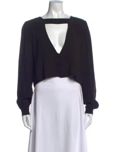 Pre-owned Stone Cold Fox V-neck Long Sleeve Crop Top In Black