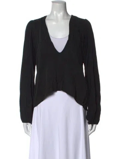 Pre-owned Stone Cold Fox V-neck Long Sleeve Top In Black