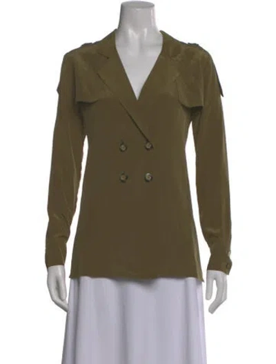 Pre-owned Stone Cold Fox V-neck Long Sleeve Top In Green