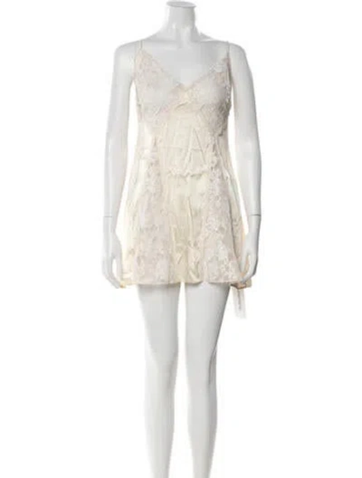 Pre-owned Stone Cold Fox V-neck Mini Dress In Neutral