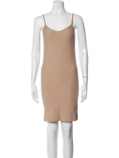 Pre-owned Stone Cold Fox V-neck Mini Dress In Neutral