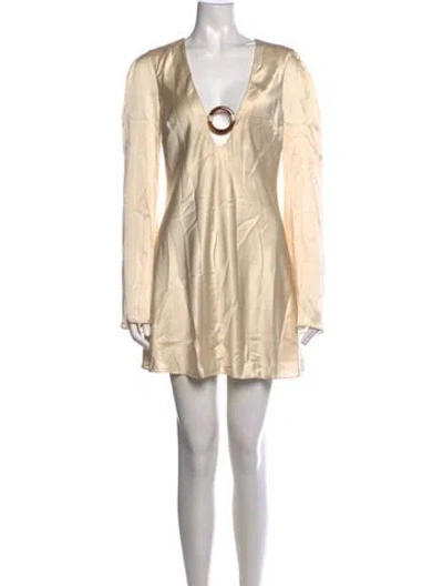 Pre-owned Stone Cold Fox V-neck Mini Dress In Neutrals