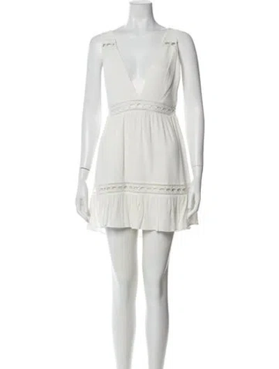 Pre-owned Stone Cold Fox V-neck Mini Dress In White