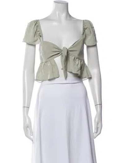 Pre-owned Stone Cold Fox V-neck Short Sleeve Crop Top In Neutrals