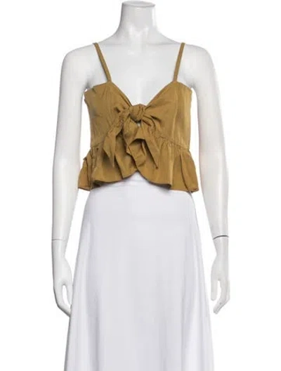 Pre-owned Stone Cold Fox V-neck Sleeveless Crop Top In Yellow