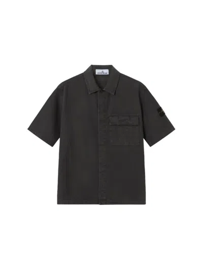 Stone Brushed Organic Cotton Shirt For Men In Gray