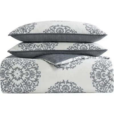 Stone Cottage Bristol Reversible Cotton Sateen Comforter & Sham Set In Gray