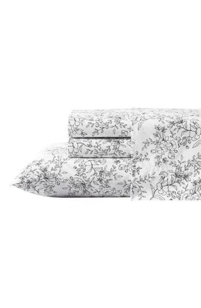 Stone Cottage Hawley Floral Print 200 Thread Count Cotton Percale Sheet Set In White