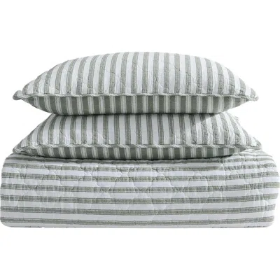 Stone Cottage Willow Way Ticking Stripe Quilt & Sham Set In Green