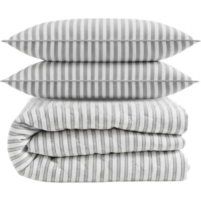 Stone Cottage Willow Way Ticking Stripe Quilt & Sham Set In Lt-pastel Grey