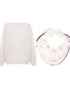 Stone Crew Neck Sweatshirt & Diamond Scarf In White Berry In Multi