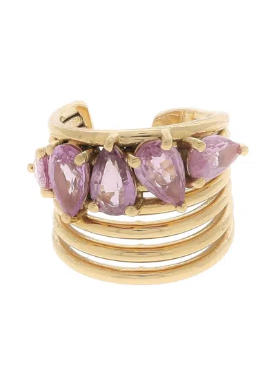 Stone Fine Jewelry 18k Yellow Gold Cluster Sapphire Earcuff