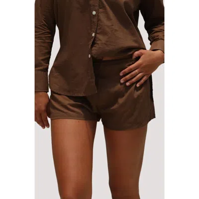 Stone Fox Leo Organic Cotton Cover-up Shorts In Brown