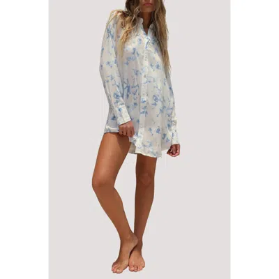 Stone Fox Print Long Sleeve Cover-up Shirtdress In Multi