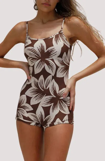 Stone Fox Swim Bobby Print One-piece Swimsuit In Brown