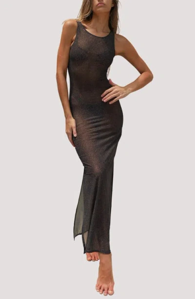Stone Fox Swim Konda Sheer Mesh Cover-up Maxi Dress In Black