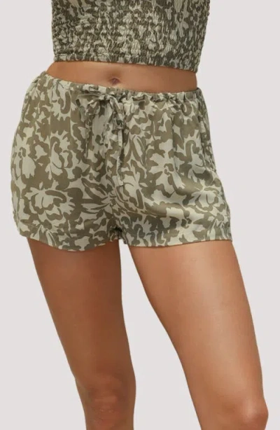 Stone Fox Swim Leo Patterned Cover-up Shorts In Green