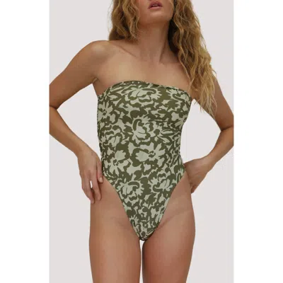 Stone Fox Swim Paola Macramé Strapless One-piece Swimsuit In Green