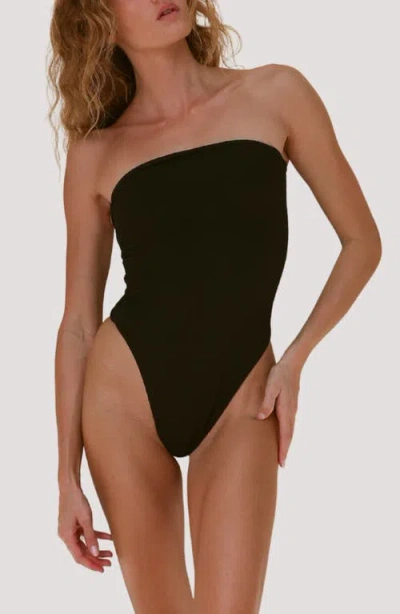 Stone Fox Swim Paola Macramé Strapless One-piece Swimsuit In Black